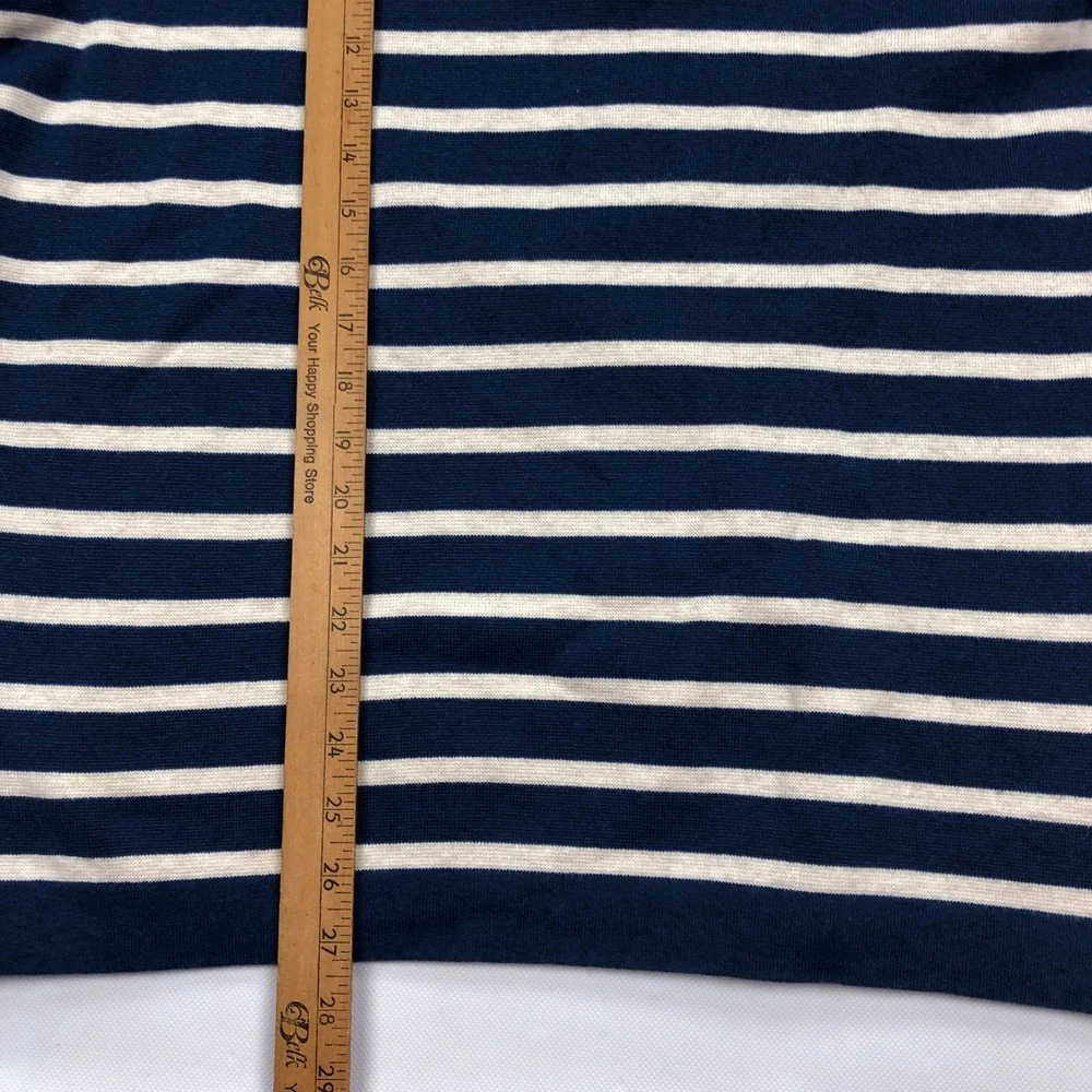 Banana Republic Mens Large Striped Crewneck Sweater Blue White Cotton Blend - Picture 3 of 8